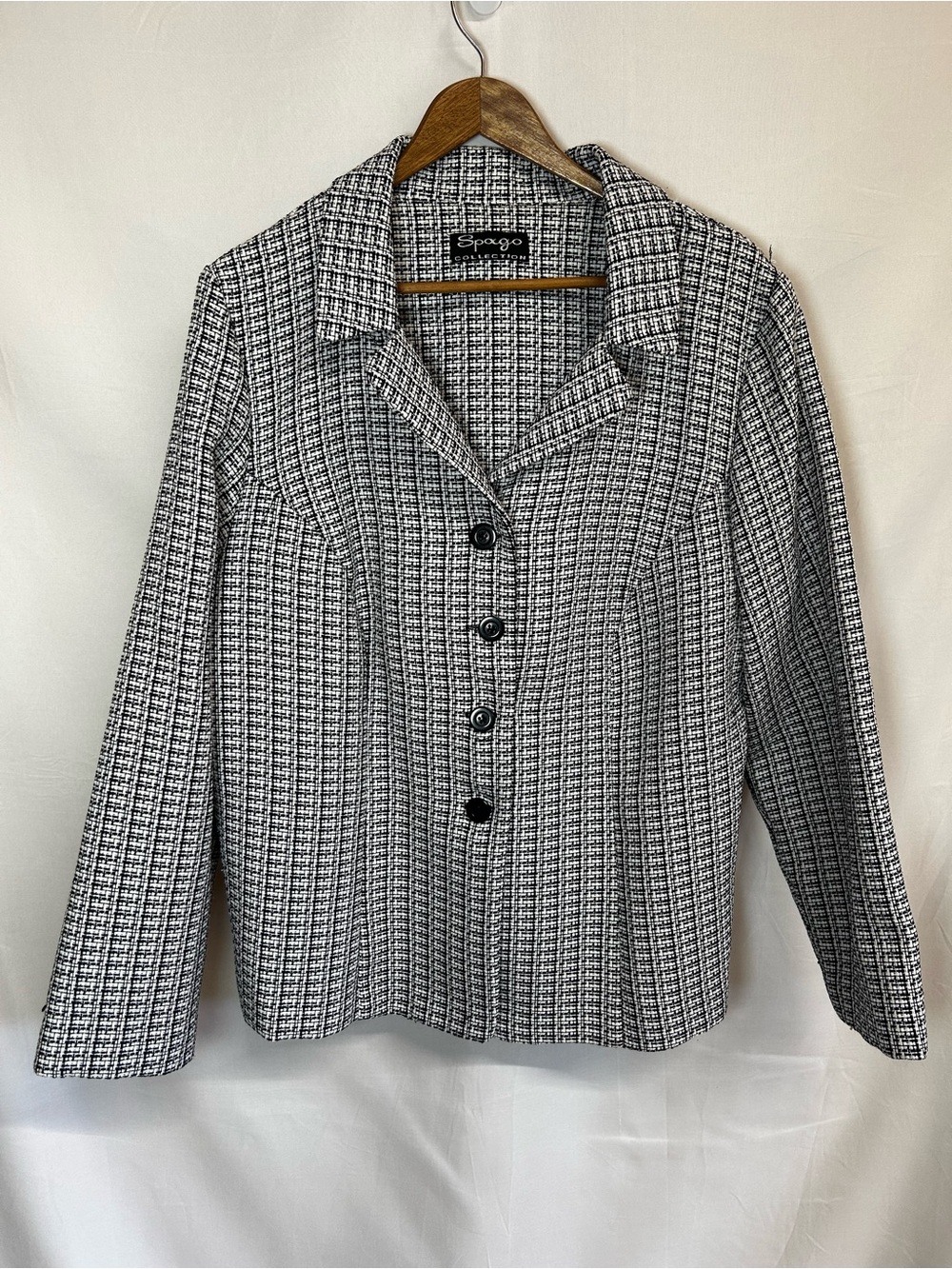 Spago Collection 1990’s black and white tweed blazer womens large